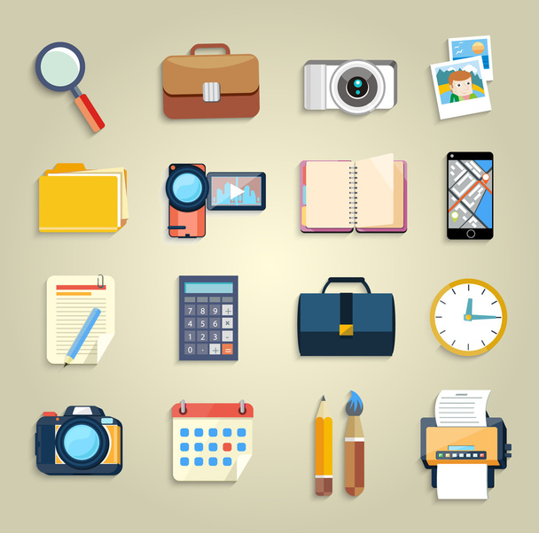 Business, office and marketing items icons - Διάνυσμα, εικόνα