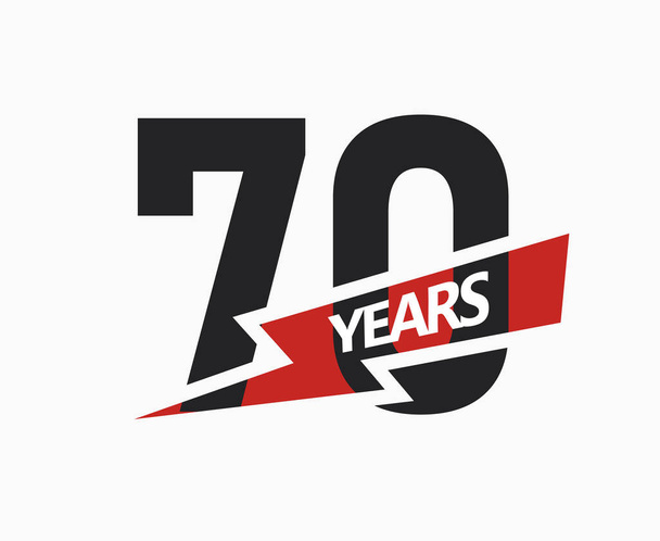 70 years of business, jubilee logo. 70th Anniversary sign. Modern graphic design for company birthday. Isolated vector illustration - Vetor, Imagem