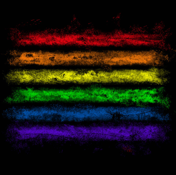 Σημαία ΛΟΑΤ του Ρέινμποου. Λεσβίες, ομοφυλόφιλοι, αμφιφυλόφιλοι και τρανς δικαιώματα. Grunge εικονογράφηση στυλ χρωμάτων - Φωτογραφία, εικόνα