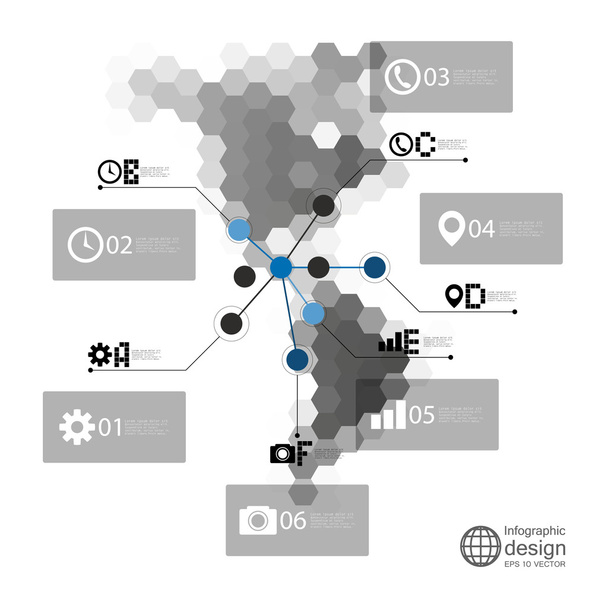 North and South America map, infographic template for business design, hexagonal design vector illustration - Vektori, kuva