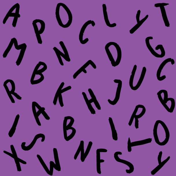 plantilla con la imagen de los símbolos del teclado. conjunto de letras. Plantilla de superficie. fiolet fondo púrpura. Imagen cuadrada. - Foto, Imagen