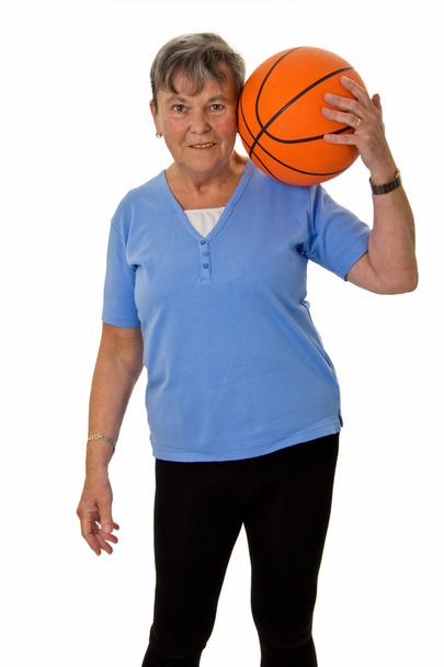 Senior woman with baskektball - Фото, зображення