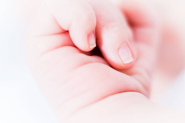 A closeup of soft newborn's hand and fingers - Zdjęcie, obraz