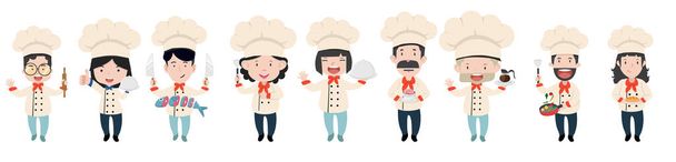 chef in different cooking  character set - Vektor, obrázek