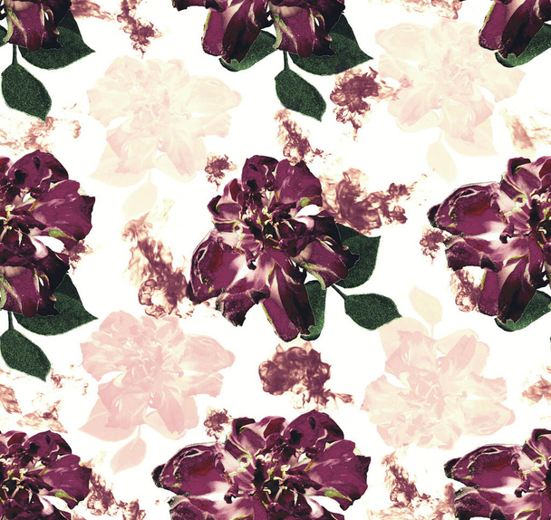 terciopelo oscuro rosa de color rosa patrón de flores  - Foto, Imagen