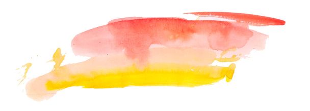 Abstrato vermelho amarelo aquarela fundo. Tinta manchas e manchas onduladas na água, luxo líquido arte laranja papel de parede - Foto, Imagem