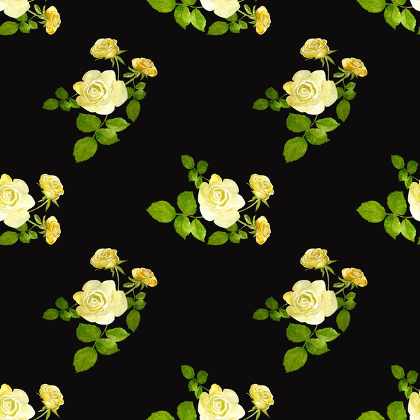 Yellow roses seamless pattern - Zdjęcie, obraz