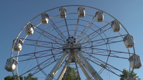 Atração popular no parque - roda gigante no fundo - Filmagem, Vídeo