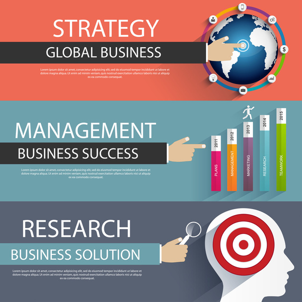 ビジネス戦略および創造的なプロセスのフラット設計コンセプト - ベクター画像