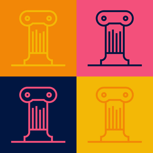 Pop art line Law pillar icon isolated on color background. Ancient column. Vector. - Wektor, obraz