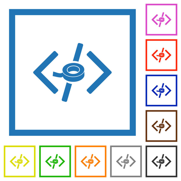 Software-Patch flache Farbsymbole in quadratischen Rahmen auf weißem Hintergrund - Vektor, Bild