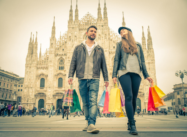 Couple shopping in Milan - Photo, image
