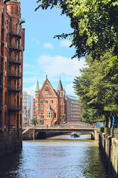 Historic Building in the Speicherstadt of Hamburg, Germany. High quality photo - Фото, изображение