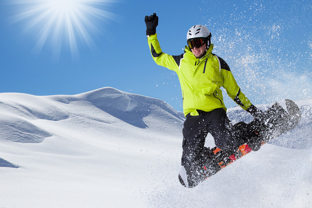 Snowboarder en haute montagne
 - Photo, image