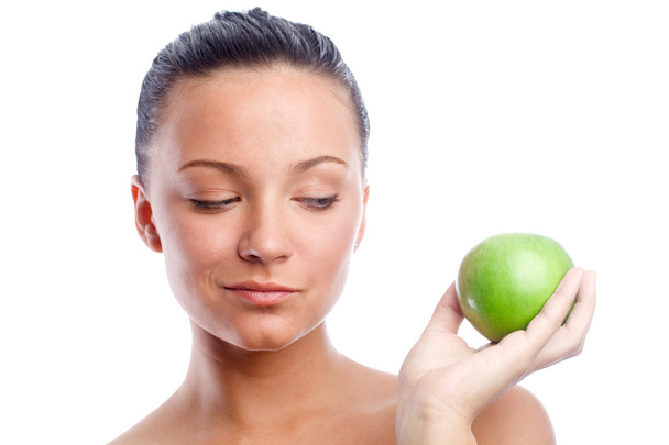 Woman with green apple - Photo, image