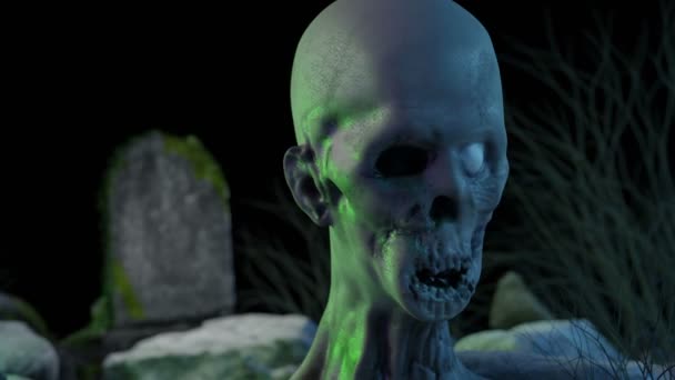 Ein Zombiekopf, der sich im Grab umsieht - Filmmaterial, Video