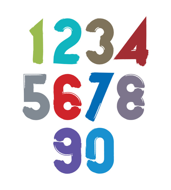 Handwritten colorful vector numbers, stylish numbers set drawn w - Vektor, obrázek