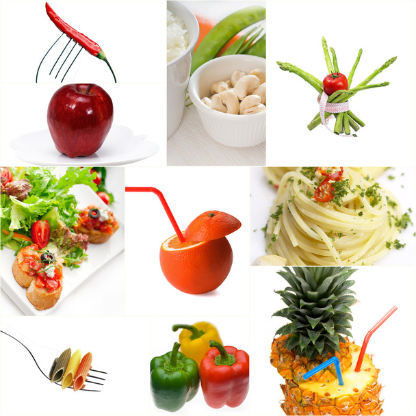 Organiczny weganizm wegetariańskie jedzenie kolaż pogodnego nastroju - Zdjęcie, obraz