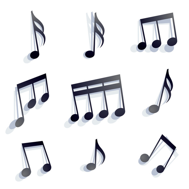 Vetor preto monocromático notas musicais e símbolos isolados em
 - Vetor, Imagem