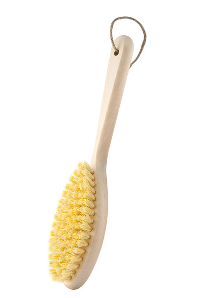 A cactus bristle massage brush isolated on white. A body brush for the anti-cellulite massage and body care. Accessories for spa, bath and skin care. Wellbeing, wellness, health. - Photo, Image