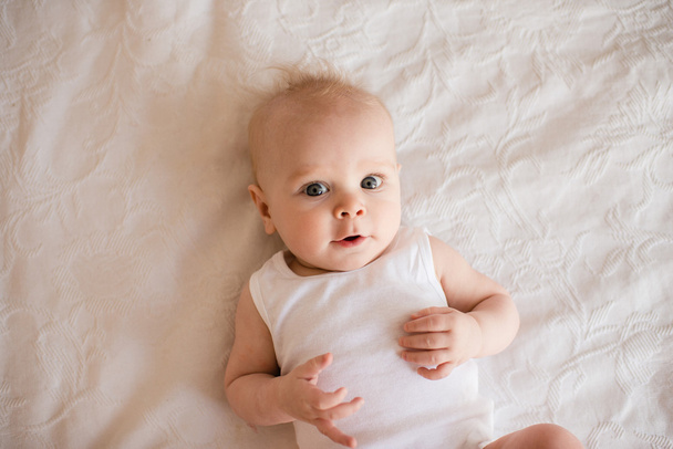 Portrait of cute newborn baby boy - Foto, Imagem