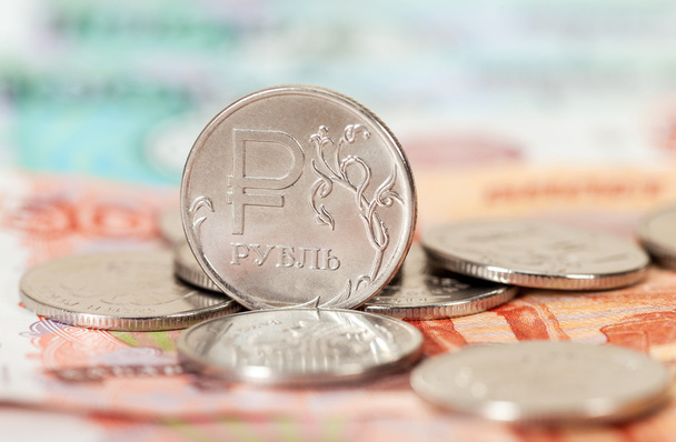 Российская валюта, рубль: закрытие банкнот и монет - Фото, изображение