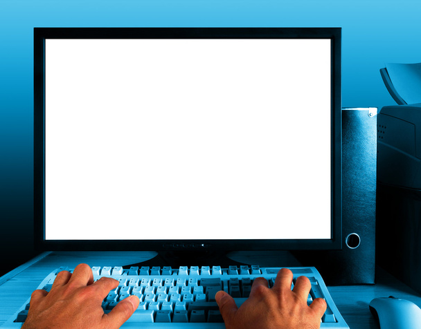 Computador azul
 - Foto, Imagem