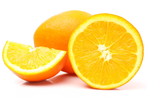 Fresh juicy oranges with leafs - Foto, Imagem