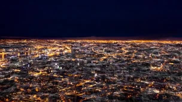 4k video footage of a digital cloud network over a futuristic city at night. - Felvétel, videó