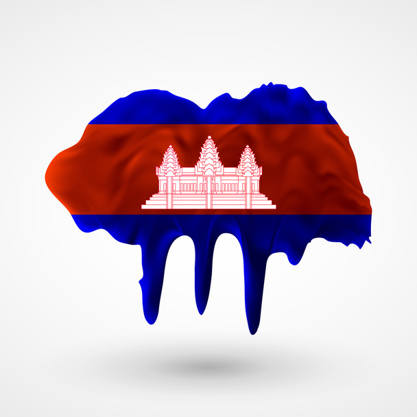 Vlag van Cambodja geschilderd kleuren - Vector, afbeelding