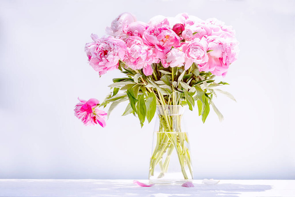 Bouquet of pink peonies on a light background. - Fotografie, Obrázek
