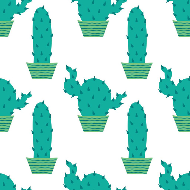 Summer floral seamless cartoon cactus pattern for fabrics and textiles and packaging and wrapping paper and kids. High quality photo - Фото, зображення