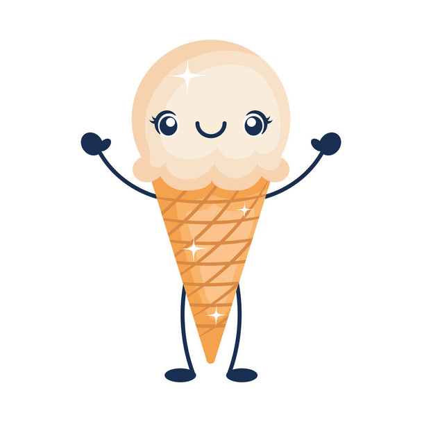 kawaii ice cream cone over white - ベクター画像