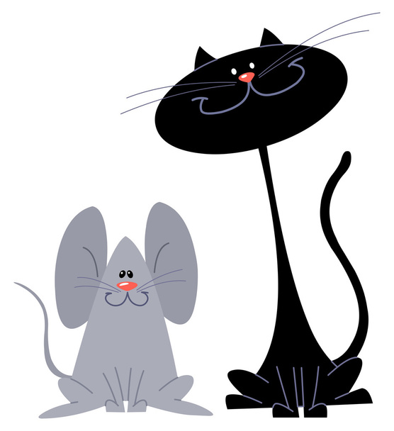 Cat and mouse - Vector, Image
