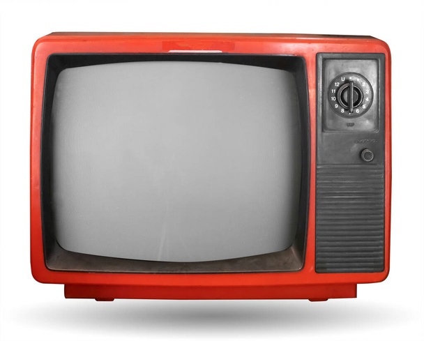 Retro televisie isoleren op wit met clipping pad voor object, retro technologie - Foto, afbeelding