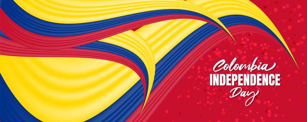 Colombia independence day with colorful ribbon and blue color background design - Vektor, obrázek