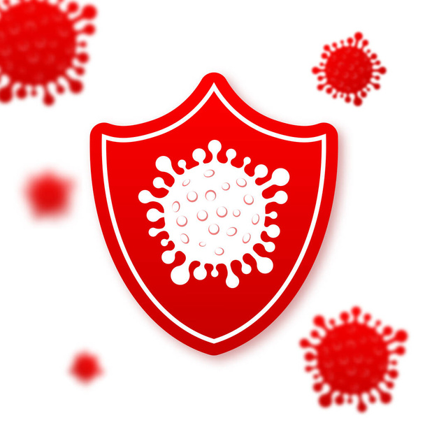 Virus protection. Virus germs. Security shield. Immune system. People vaccination Vector illustration - Vettoriali, immagini