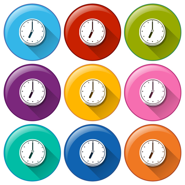 Botones circulares con relojes
 - Vector, imagen