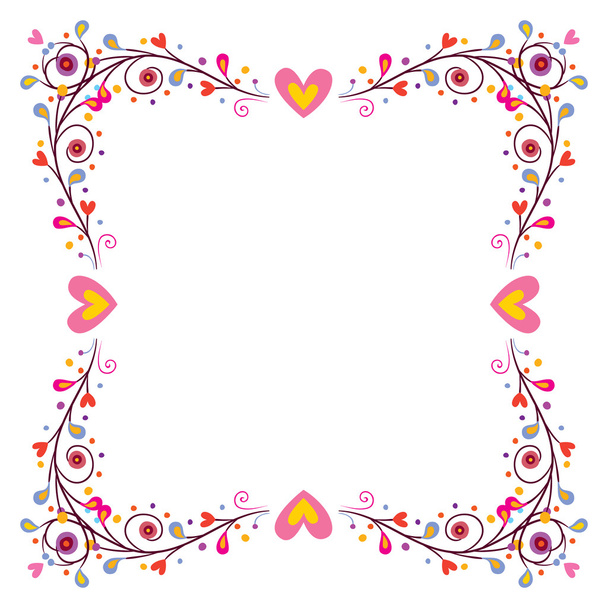 Decorative frame with hearts - Vecteur, image