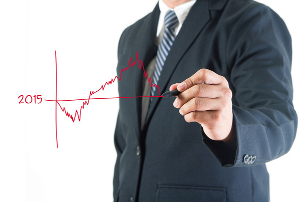 Businessman hand drawing business charts and graphs 2015 - Photo, Image