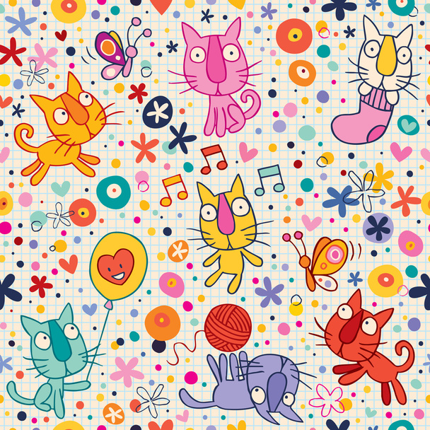 Kittens pattern - Wektor, obraz