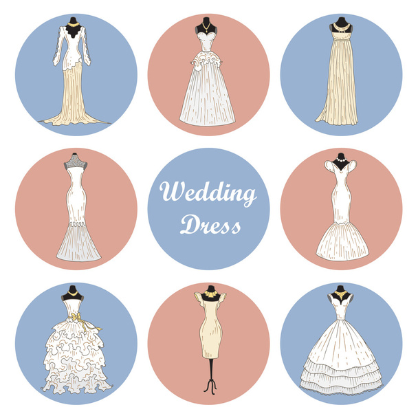 Vector illustration with beautiful wedding dresses - Vektor, Bild