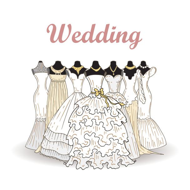 Vector illustration with wedding dresses - Vector, Image