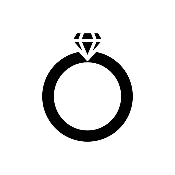Mücevher yüzük ikonu. Düğünle ilgili ikon. Katı ikon tarzı, kabartma. Basit tasarım düzenlenebilir - Vektör, Görsel