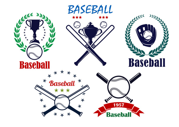 野球スポーツのエンブレムとシンボル - ベクター画像
