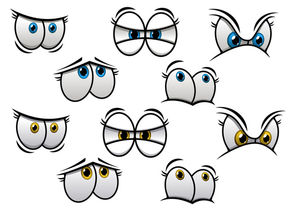 Cartoon eyes with different emotions - Vector, Image