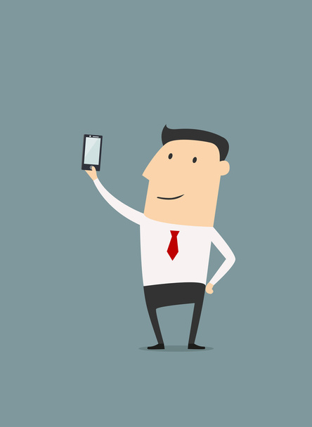 Businessman makes selfie shot - Vector, Image