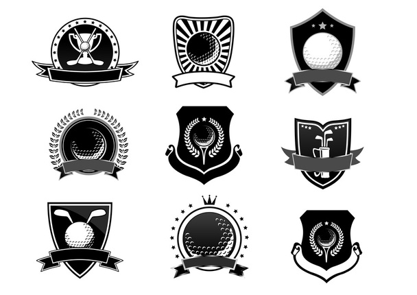 Golf sports emblems and symbols set - Vector, Image