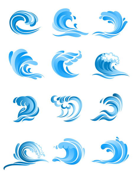 Набор морских и океанских волн
 - Вектор,изображение