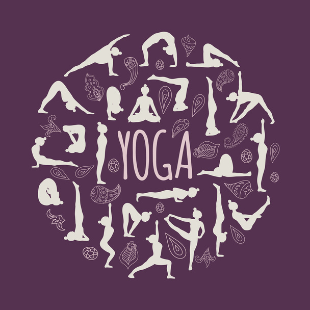 Set of yoga poses. - Vector, Image